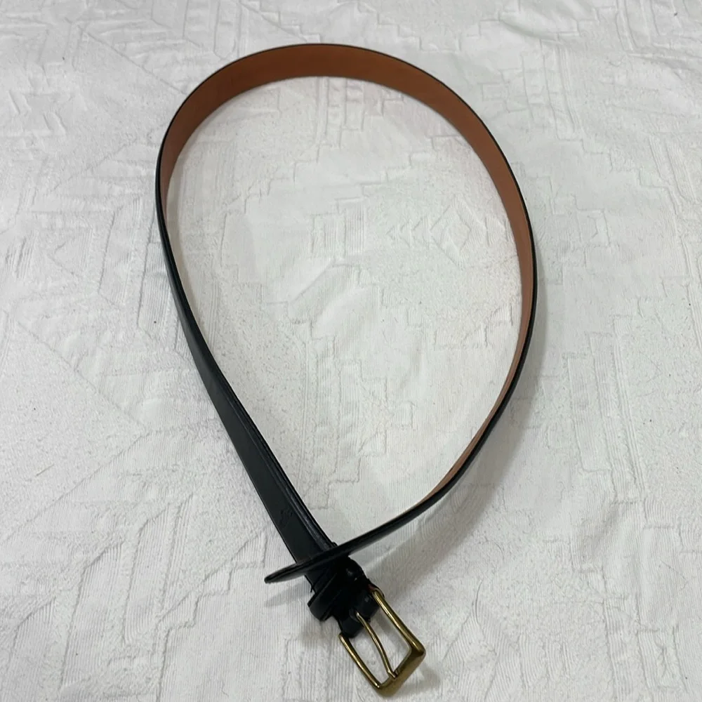 Mens Ralph Lauren Leather Dress Belt Black & Brown Brushed Gold Buckle Size 38